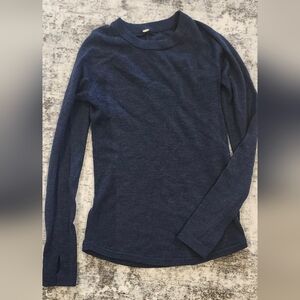 Lululemon $199 Merino Wool Knit Crewneck Sweater Size XS, 4 Navy Blue Back Logo